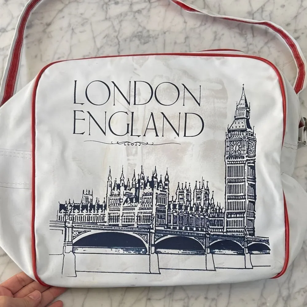 Vintage White London England Shoulder Bag